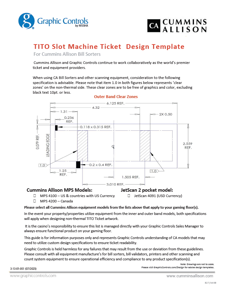 <p>Design Template for Cummins Allison Bill Sorters</p>